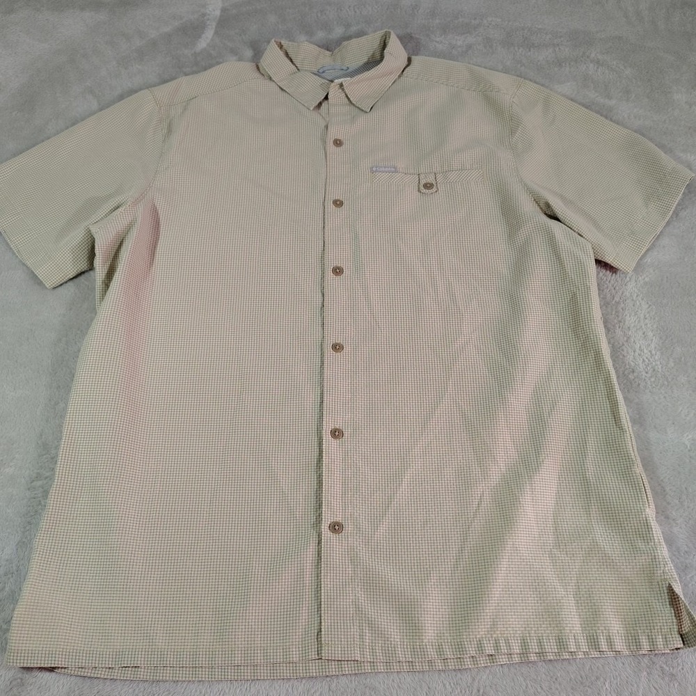 Columbia Shirt Men XL Green /Black‎ Check Nerd Office Dad Work Short Sleeve